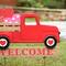 Glitzhome® 24" Metal Wooden Valentine's Truck Yard Stake & Hanging Sign